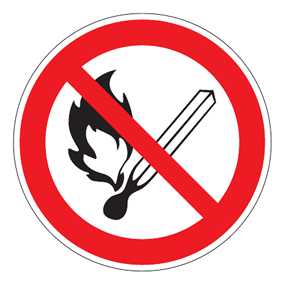 Verbotszeichen - Feuer, offenes Licht und Rauchen verboten - Verbotsschild