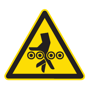 Warnaufkleber - Warnung vor Handverletzung bei Einzugsgefahr durch Walzen - Warnzeichen