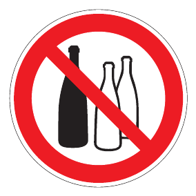 Verbotszeichen - Abfüllen von Gafahrstoffen in Lebensmittelbehälten verboten - Verbotsschild - Sicherheitszeichen