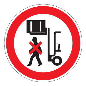 Verbotszeichen - Nicht unter angehobene Last treten - Verbotsschild - Sicherheitszeichen
