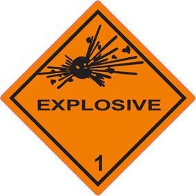 Gefahrgutaufkleber Explosive mit Text