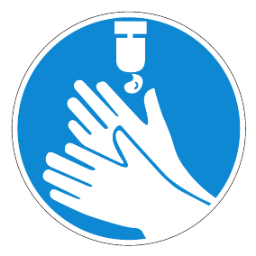 Gebotszeichen - Hände desinfizieren nicht vergessen - Gebotsschild - Sicherheitszeichen