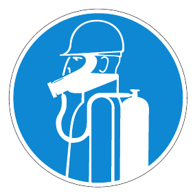 Gebotszeichen - Schweren Atemschutz tragen - Gebotsschild - Sicherheitszeichen