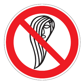 Verbotszeichen - Bedienung mit langen Haaren verboten - Verbotsschild - Sicherheitszeichen