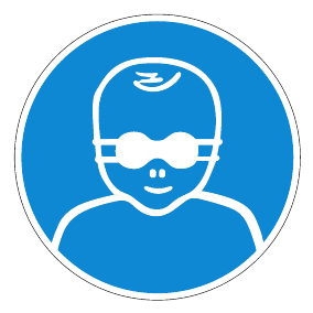 Gebotszeichen - Augenabschirmung für Patienten tragen - Gebotsschild - Sicherheitszeichen