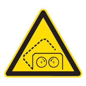 Warnaufkleber - Warnung vor automatisch schließender Schutzhaube - Warnzeichen