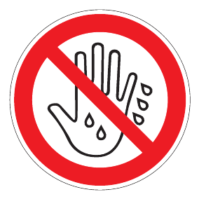 Verbotszeichen - Mit feuchten Händen berühren verboten - Verbotsschild - Sicherheitszeichen