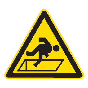 Warnaufkleber - Warnung vor Absturzgefahr an Bodentüren und -luken - Warnzeichen