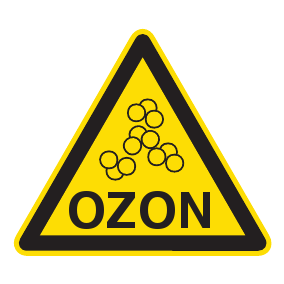 Warnaufkleber - Warnung vor Ozon! Gerät erzeugt Ozon! - Warnzeichen
