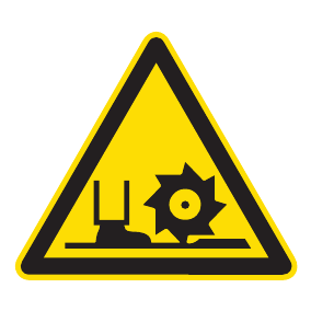 Warnaufkleber - Warnung vor Fräswelle - Warnzeichen