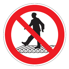 Verbotszeichen - Nicht auf Rollenbahn treten - Verbotsschild - Sicherheitszeichen