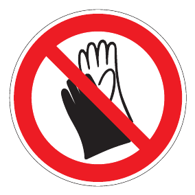 Verbotszeichen - Schutzhandschuhe tragen verboten - Verbotsschild - Sicherheitszeichen